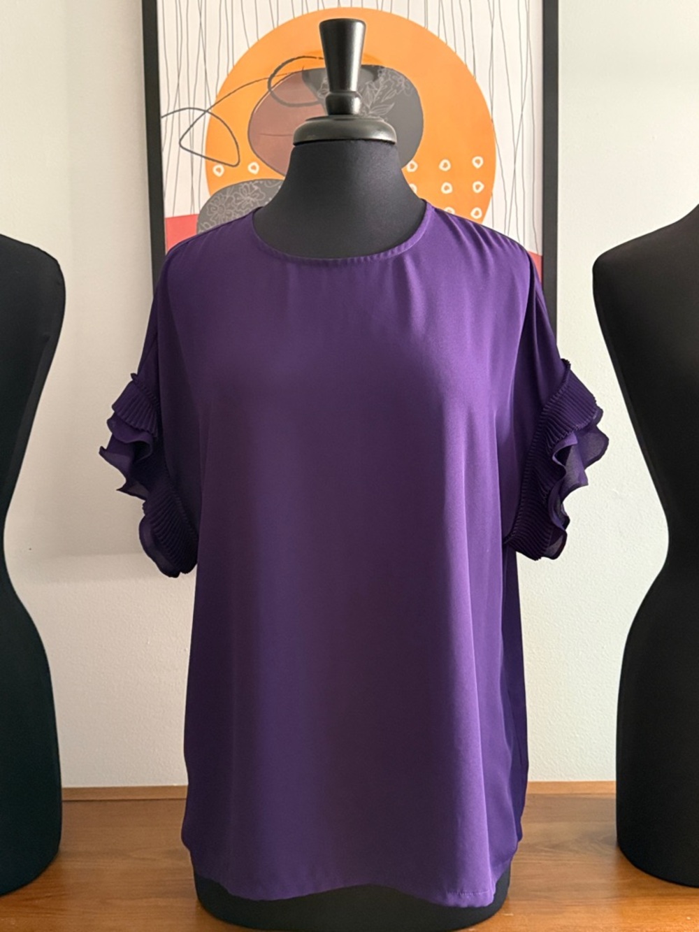Purple Ruffle Sleeve Blouse - Women